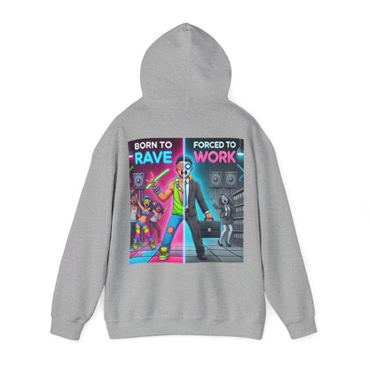 Techno Grafik Unisex Hoodie - Rave vs Work Split