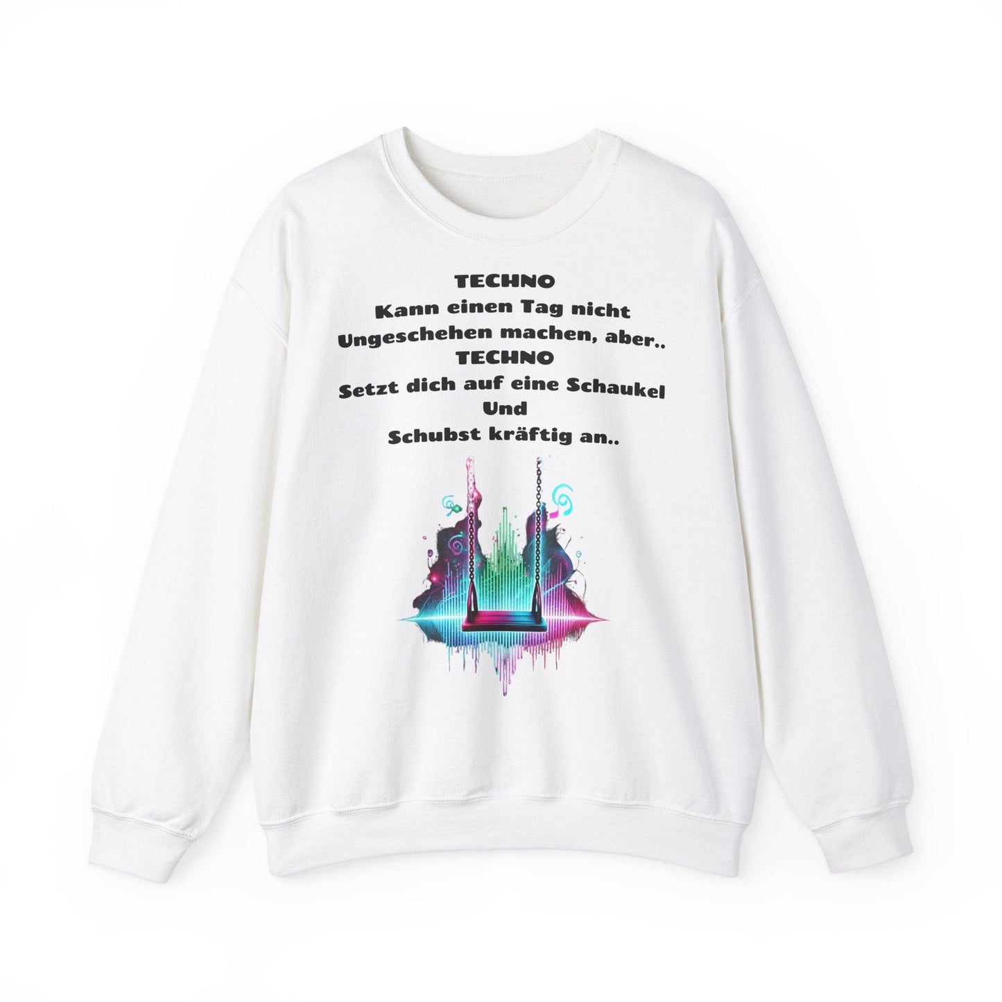 Techno Swing Unisex Sweatshirt - Schaukel mit Lichtern und Frequenzlinien Design