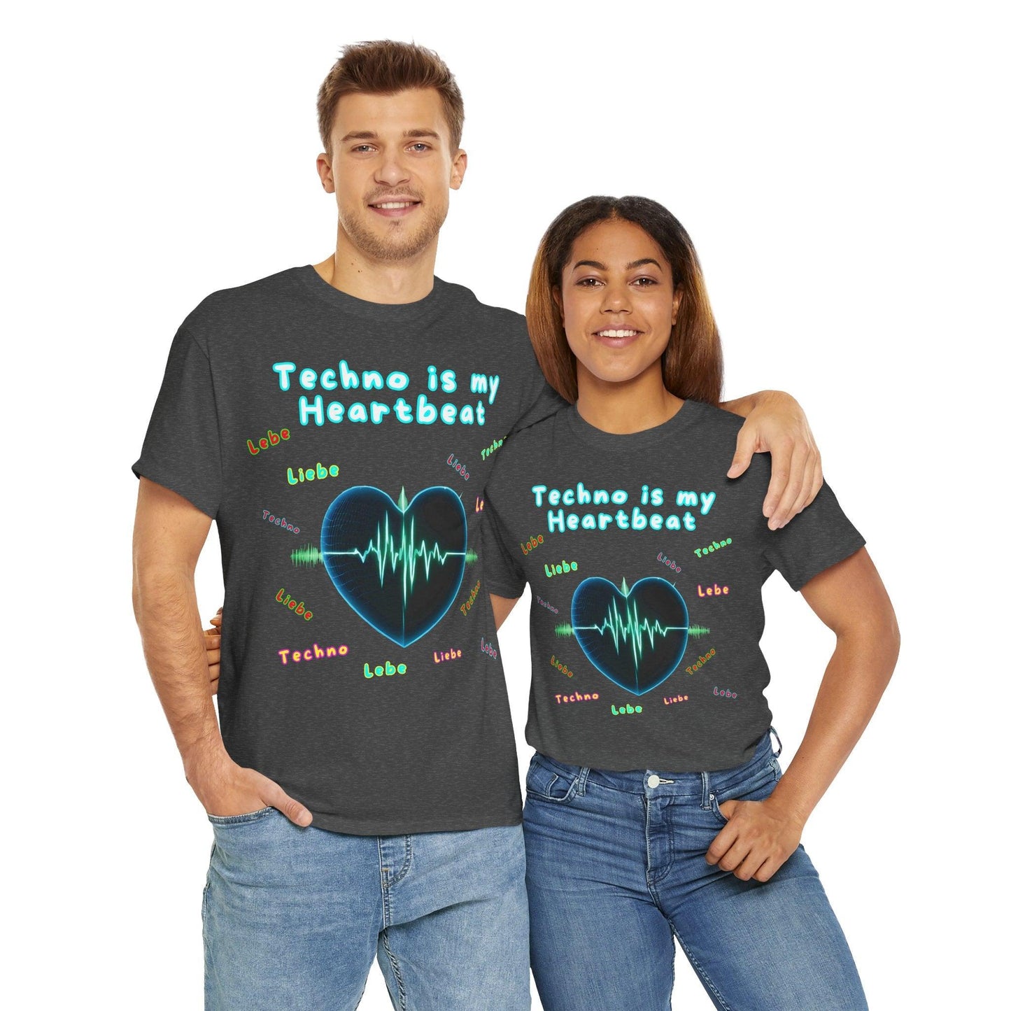Techno Herzschlag Unisex T-Shirt - Neon Heart Design