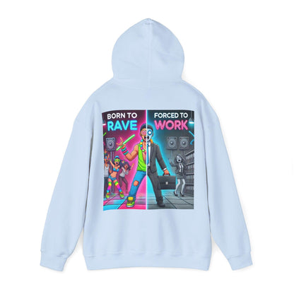 Techno Grafik Unisex Hoodie - Rave vs Work Split