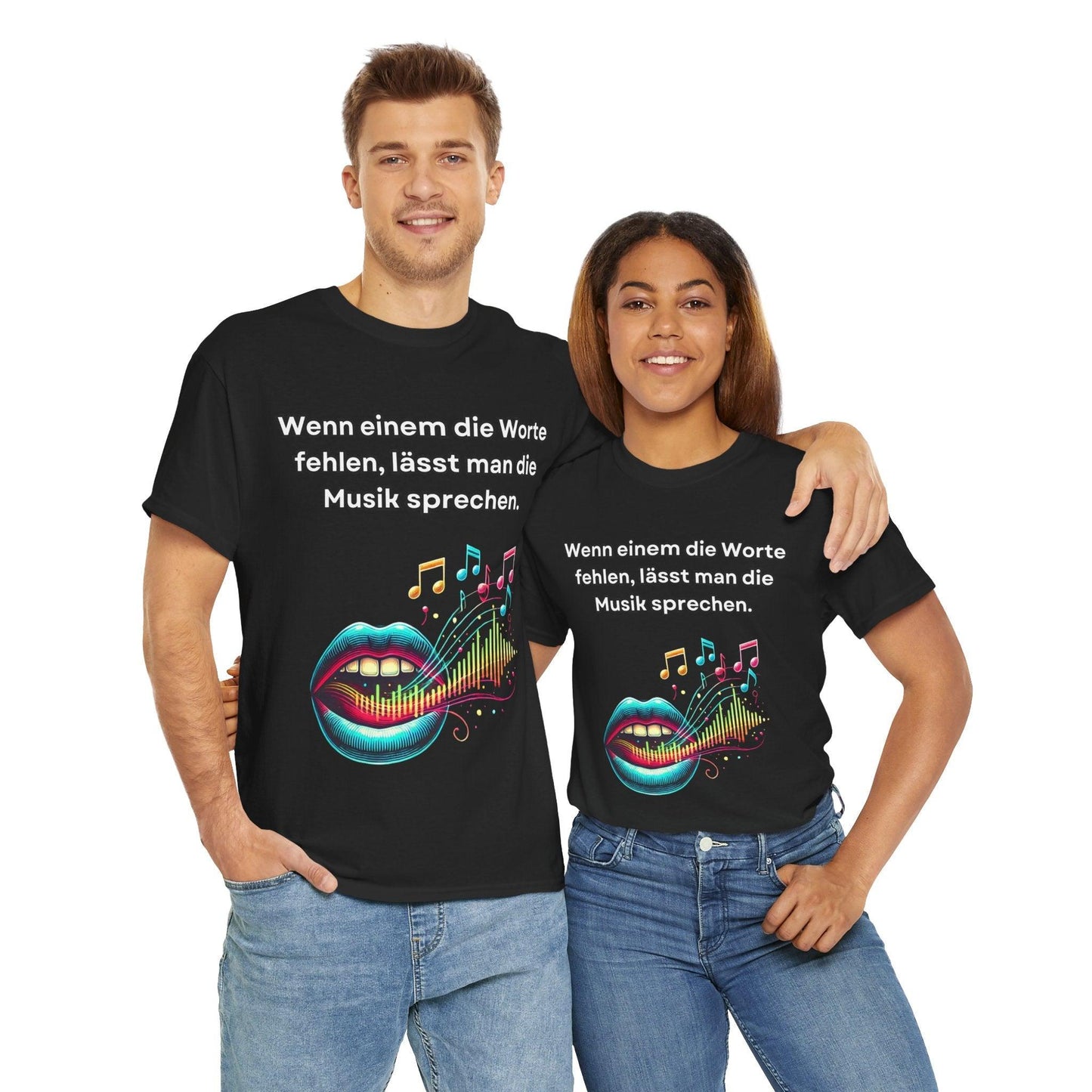Musik Noten Unisex T-Shirt - Wenn Wörter fehlen, spricht die Musik