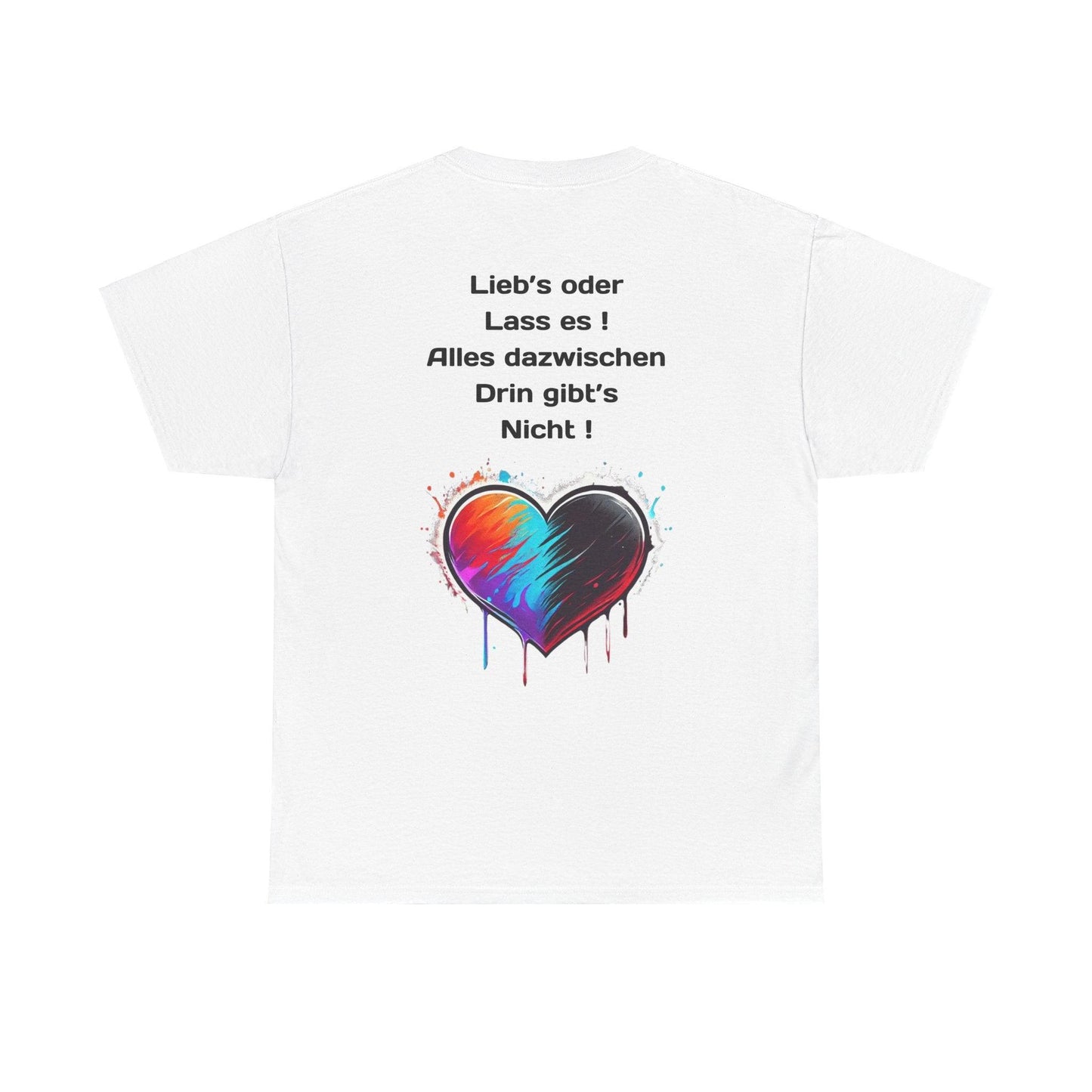 Techno Split Heart Unisex T-Shirt Rückseite - Lieb's oder lass es