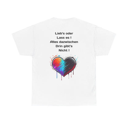 Techno Split Heart Unisex T-Shirt Rückseite - Lieb's oder lass es