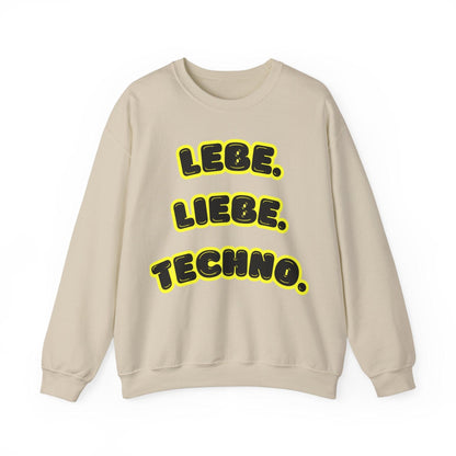 Techno Love Unisex Sweatshirt - Bassline Merch Slogan Gelb Design