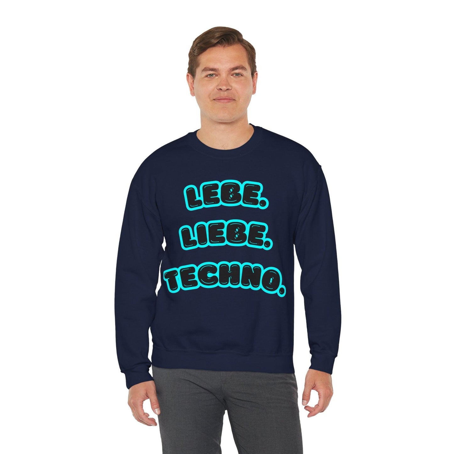 Techno Love Unisex Sweatshirt - Bassline Merch Slogan Hellblau Design