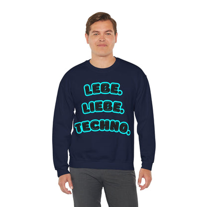 Techno Love Unisex Sweatshirt - Bassline Merch Slogan Hellblau Design