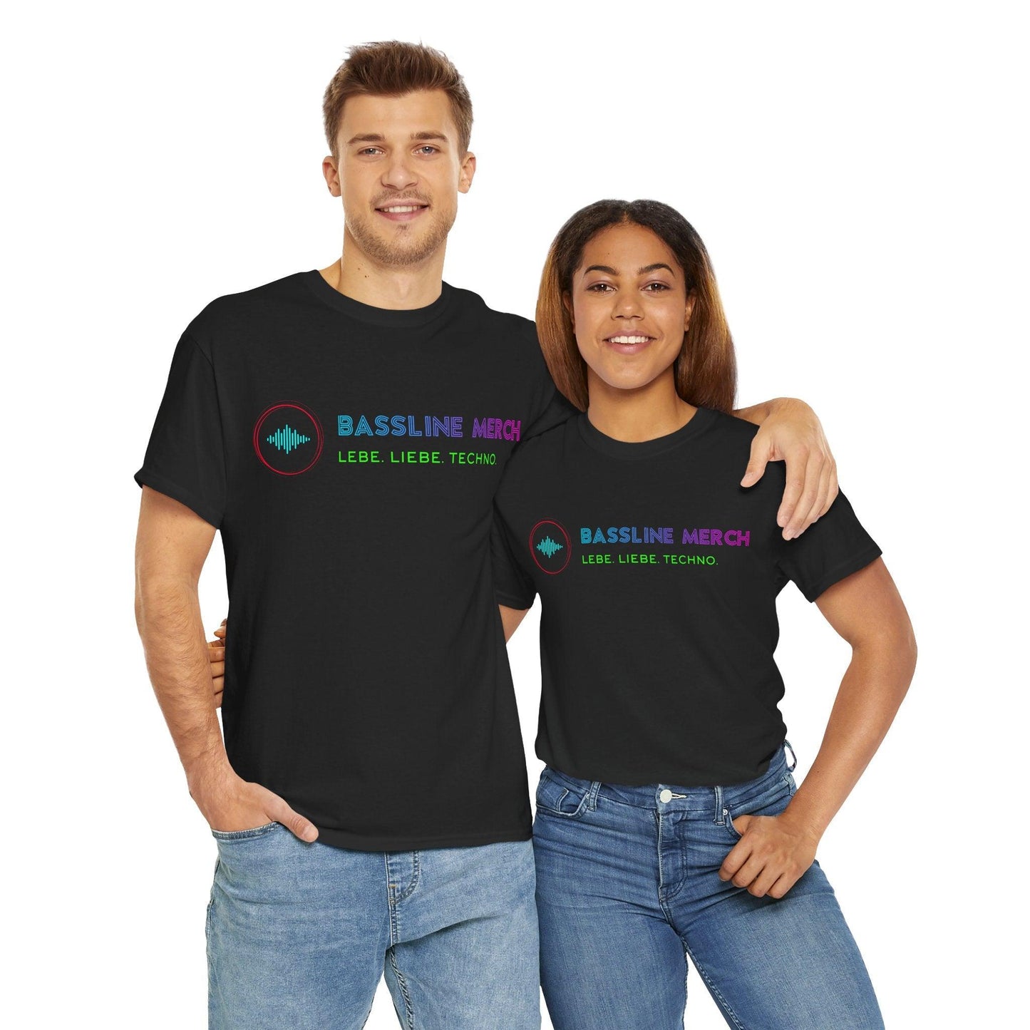 Techno Love Unisex Fan T-Shirt - Bassline Merch Slogan Grün Design