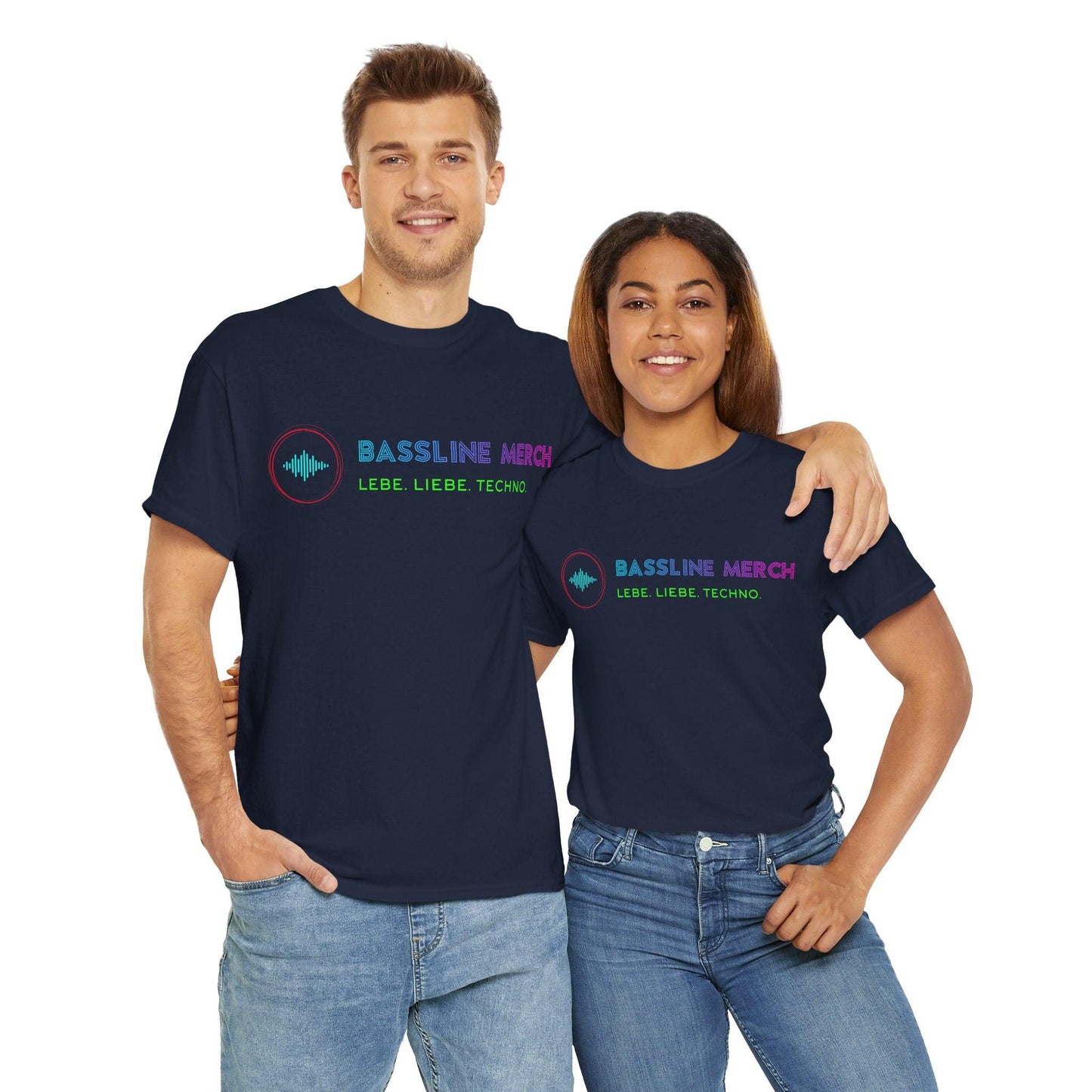 Techno Love Unisex Fan T-Shirt - Bassline Merch Slogan Gelb Design
