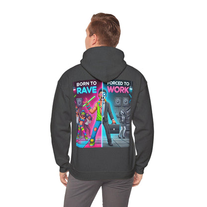 Techno Grafik Unisex Hoodie - Rave vs Work Split