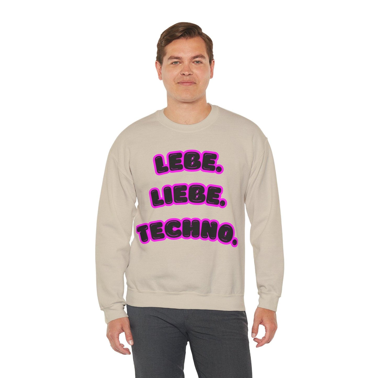 Techno Love Unisex Sweatshirt - Bassline Merch Slogan Pink Design