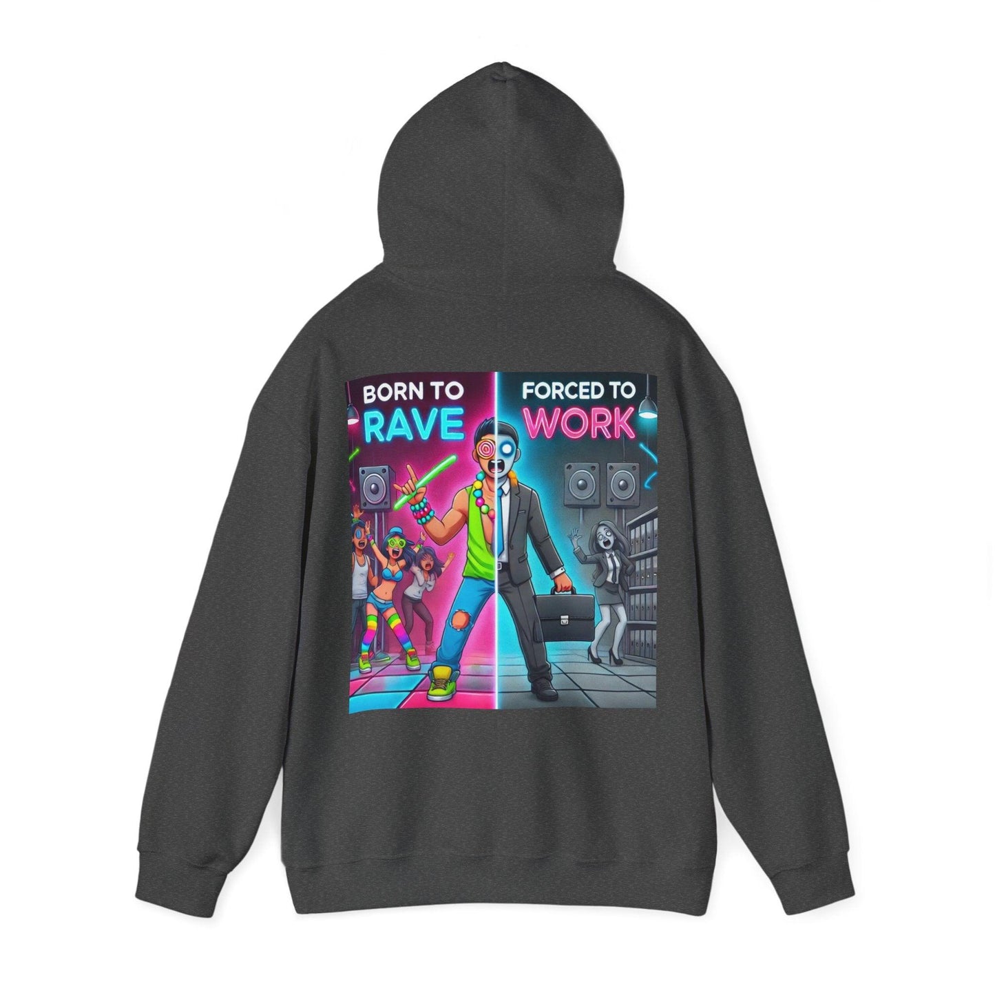 Techno Grafik Unisex Hoodie - Rave vs Work Split