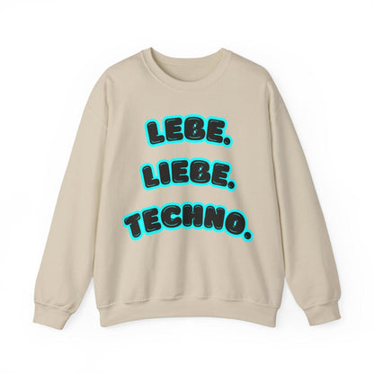 Techno Love Unisex Sweatshirt - Bassline Merch Slogan Hellblau Design