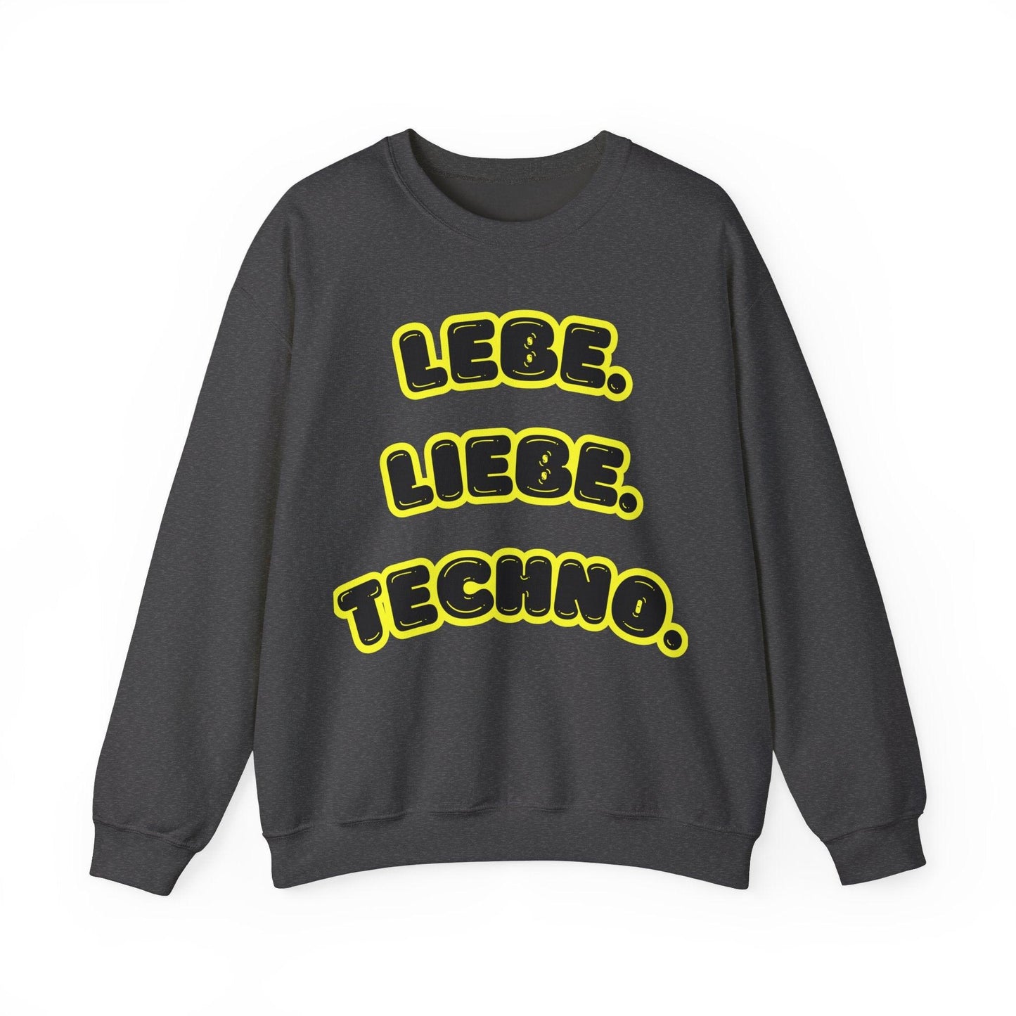Techno Love Unisex Sweatshirt - Bassline Merch Slogan Gelb Design