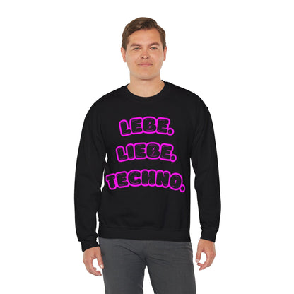 Techno Love Unisex Sweatshirt - Bassline Merch Slogan Pink Design