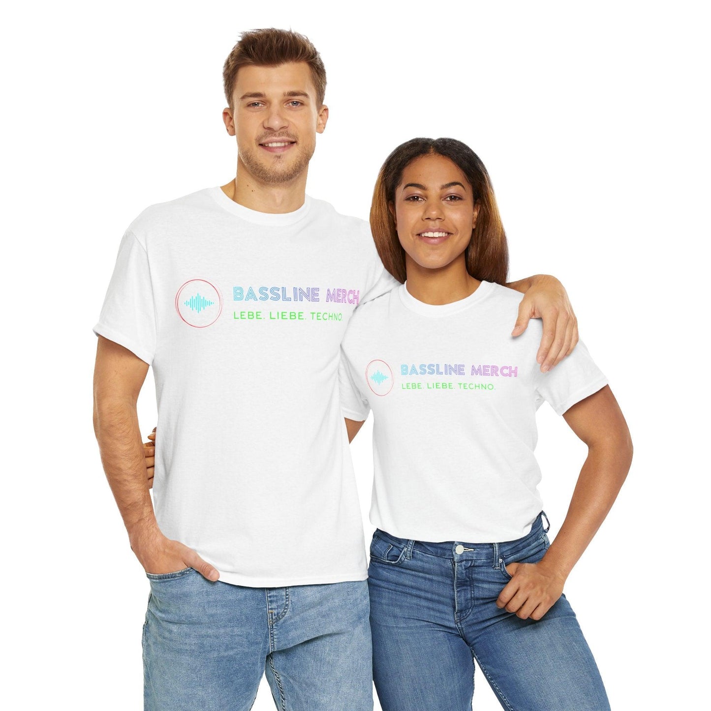 Techno Love Unisex Fan T-Shirt - Bassline Merch Slogan Grün Design