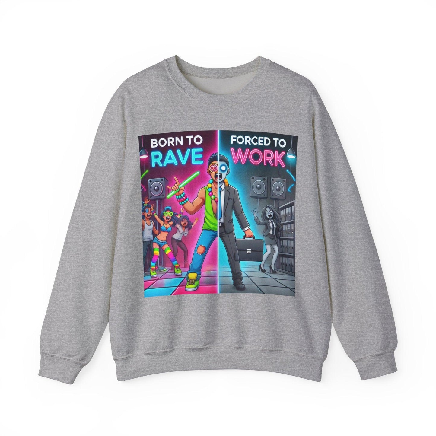 Techno Grafik Unisex Sweatshirt - Rave vs Work Split