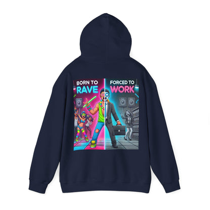 Techno Grafik Unisex Hoodie - Rave vs Work Split