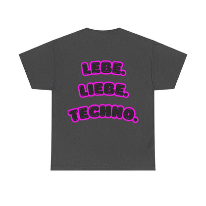 Techno Love Unisex Fan T-Shirt - Bassline Merch Slogan Pink Design