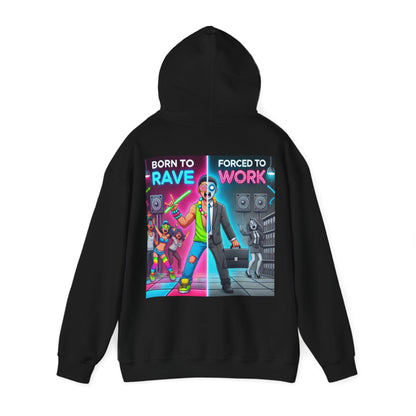 Techno Grafik Unisex Hoodie - Rave vs Work Split