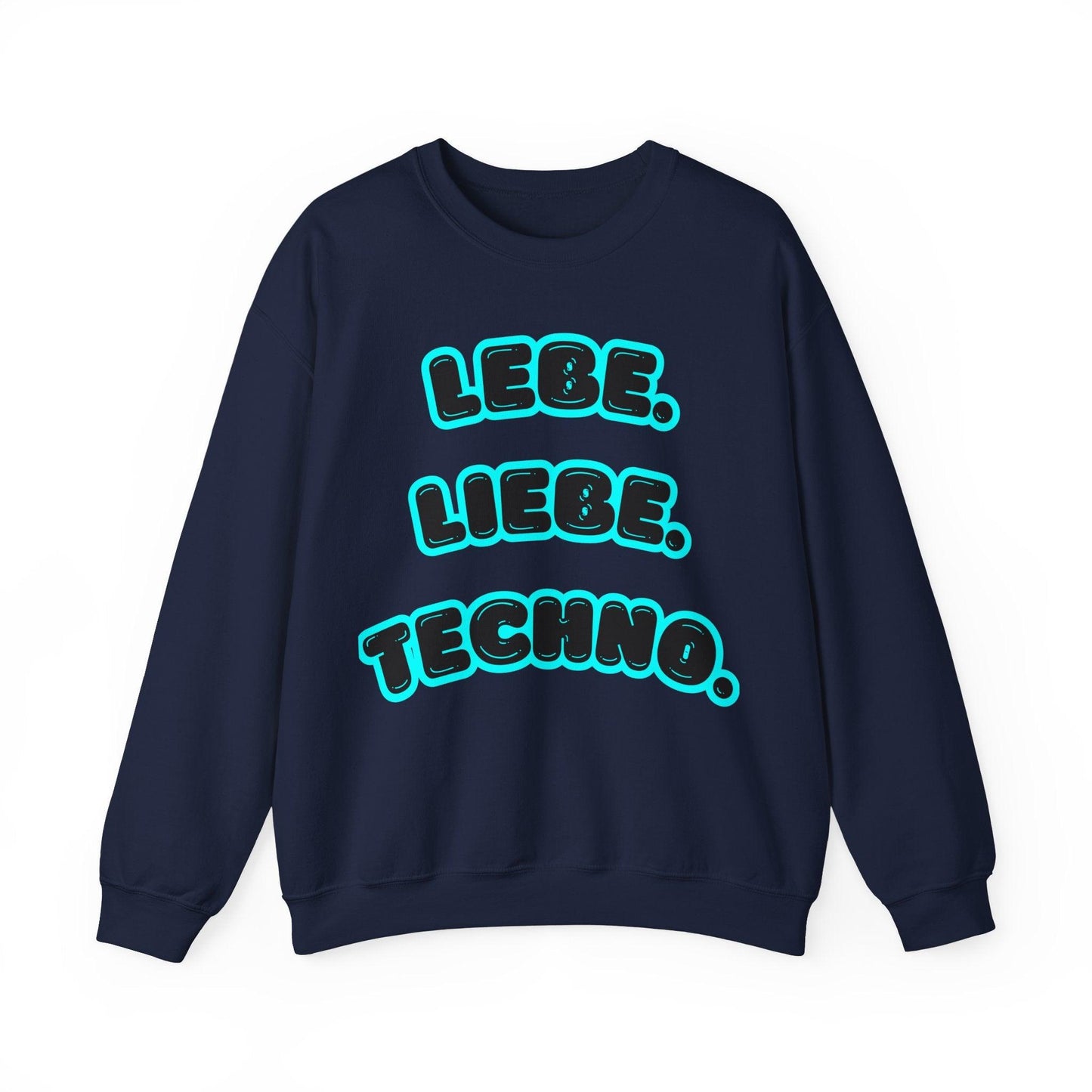 Techno Love Unisex Sweatshirt - Bassline Merch Slogan Hellblau Design