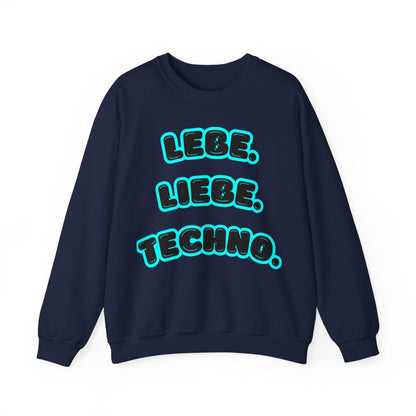 Techno Love Unisex Sweatshirt - Bassline Merch Slogan Hellblau Design