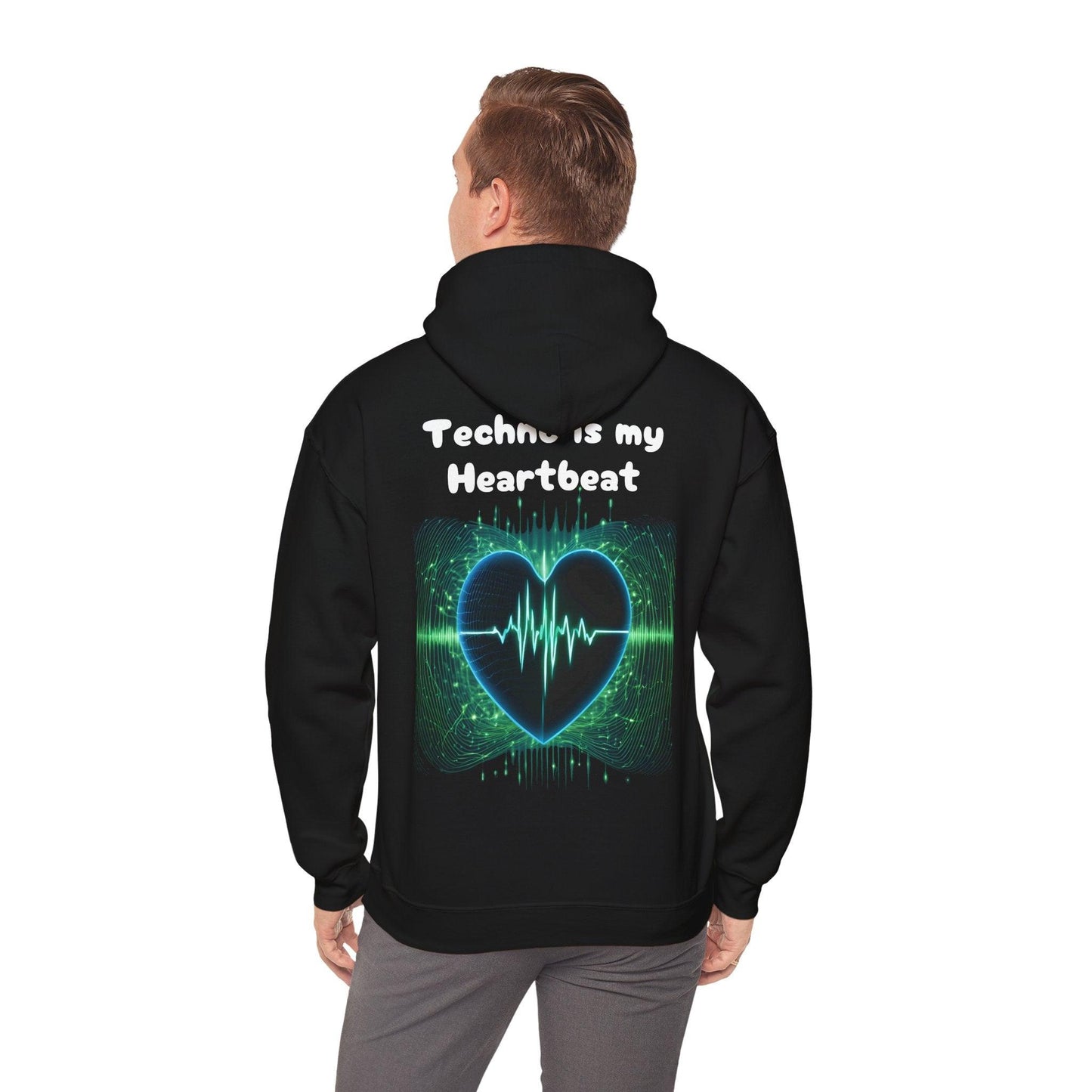 Techno Herzschlag Unisex Hoodie - Neon Heart Design