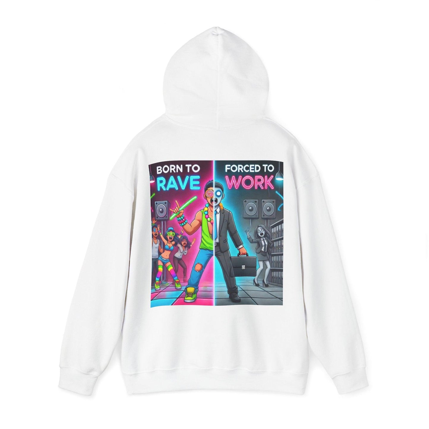 Techno Grafik Unisex Hoodie - Rave vs Work Split