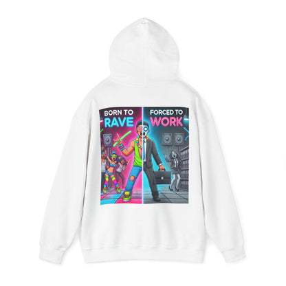 Techno Grafik Unisex Hoodie - Rave vs Work Split