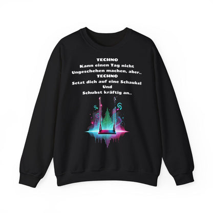 Techno Swing Unisex Sweatshirt - Schaukel mit Lichtern und Frequenzlinien Design