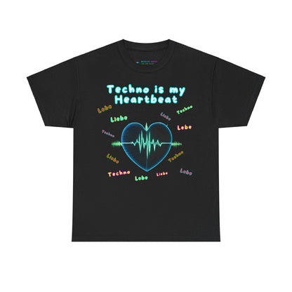 Techno Herzschlag Unisex T-Shirt - Neon Heart Design