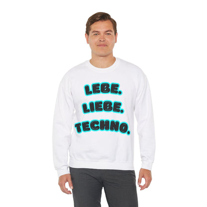 Techno Love Unisex Sweatshirt - Bassline Merch Slogan Hellblau Design