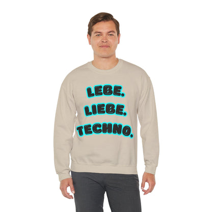 Techno Love Unisex Sweatshirt - Bassline Merch Slogan Hellblau Design