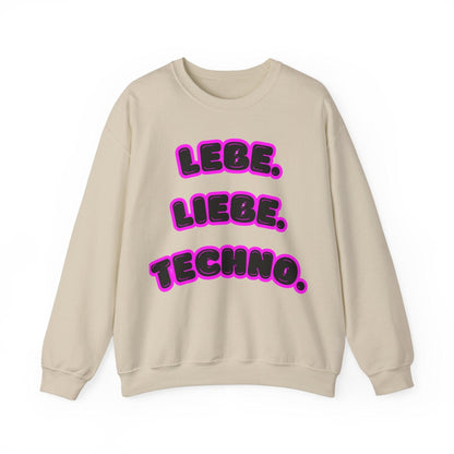 Techno Love Unisex Sweatshirt - Bassline Merch Slogan Pink Design