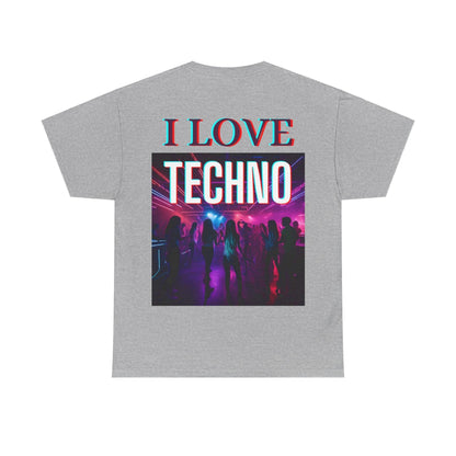Techno Unisex Fan T-Shirt - Bassline Merch I love Techno