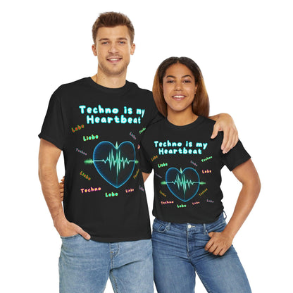Techno Herzschlag Unisex T-Shirt - Neon Heart Design