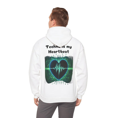 Techno Herzschlag Unisex Hoodie - Neon Heart Design