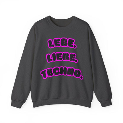 Techno Love Unisex Sweatshirt - Bassline Merch Slogan Pink Design