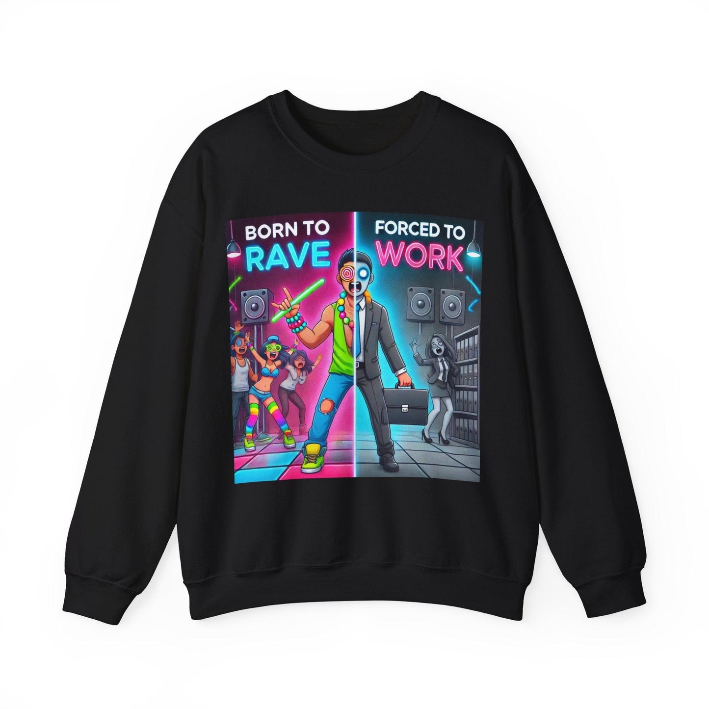 Techno Grafik Unisex Sweatshirt - Rave vs Work Split