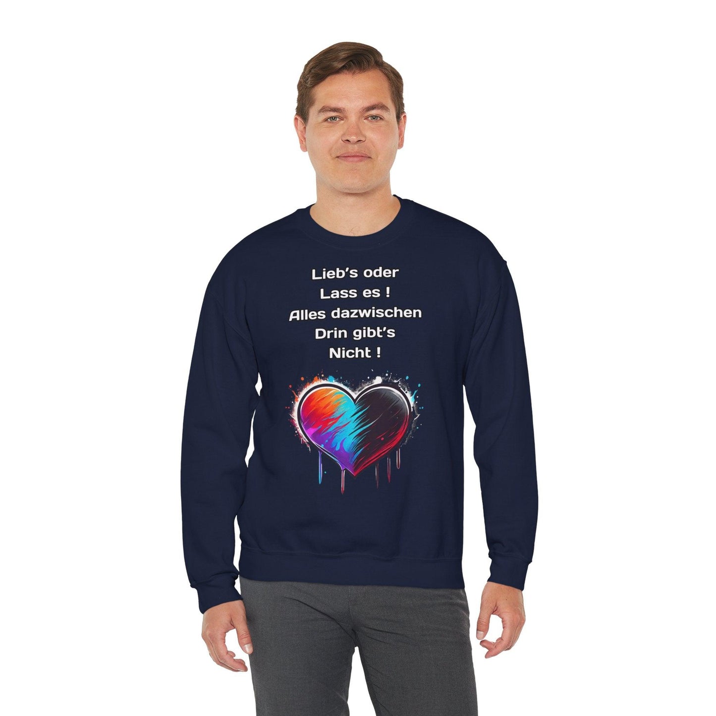 Techno Split Heart Unisex Sweatshirt - Lieb's oder lass es