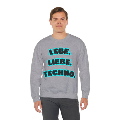 Techno Love Unisex Sweatshirt - Bassline Merch Slogan Hellblau Design