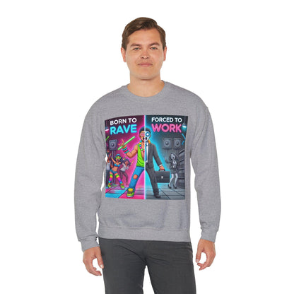 Techno Grafik Unisex Sweatshirt - Rave vs Work Split