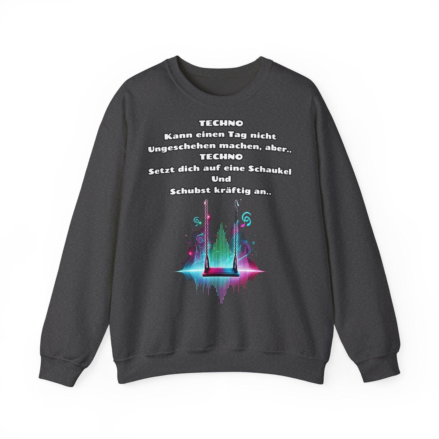 Techno Swing Unisex Sweatshirt - Schaukel mit Lichtern und Frequenzlinien Design