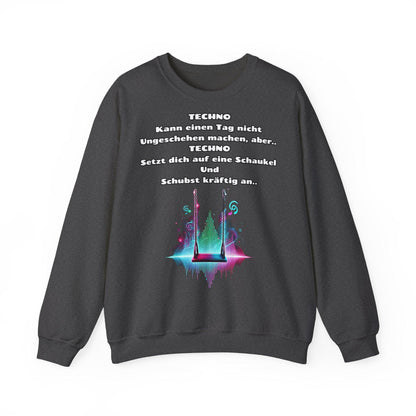 Techno Swing Unisex Sweatshirt - Schaukel mit Lichtern und Frequenzlinien Design