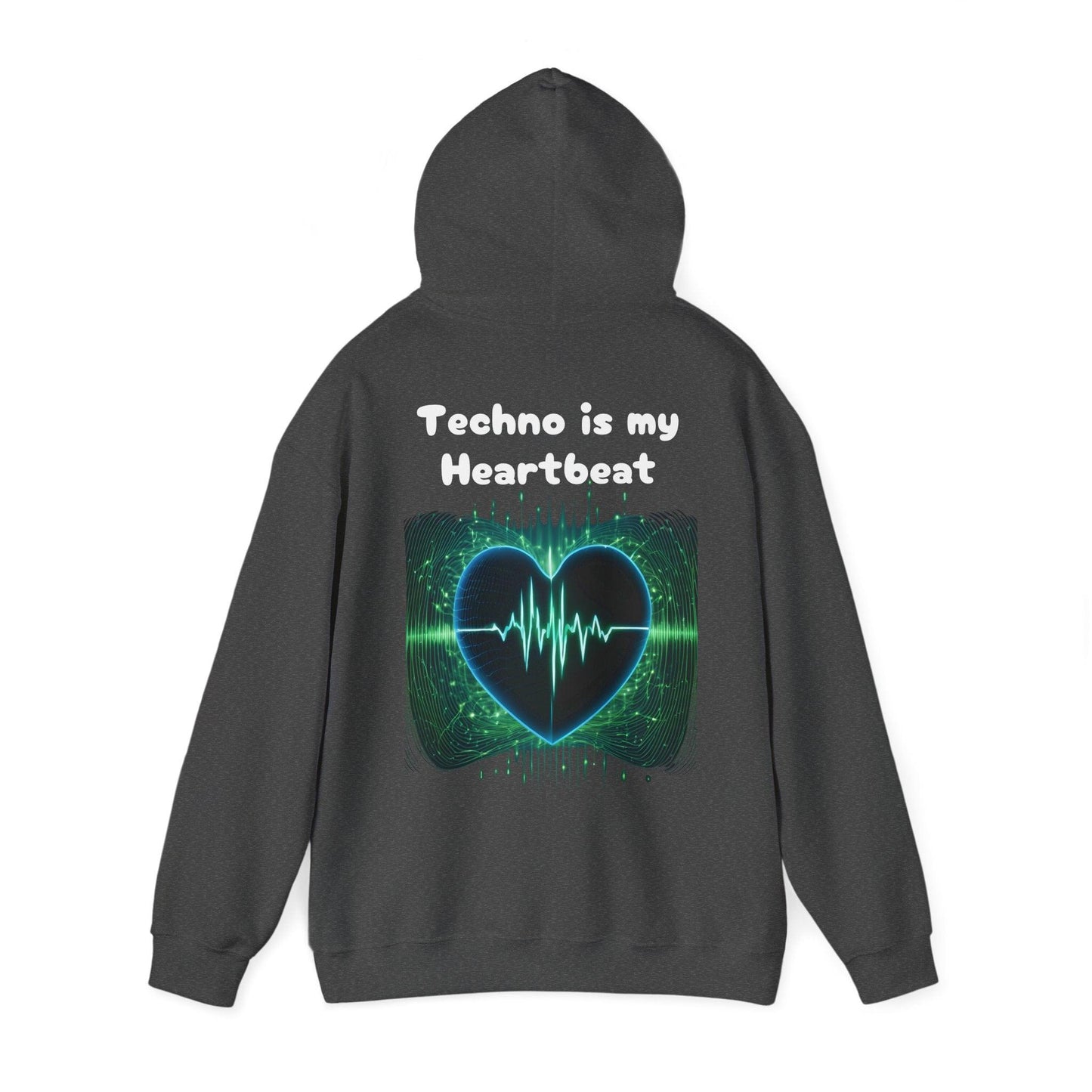 Techno Herzschlag Unisex Hoodie - Neon Heart Design