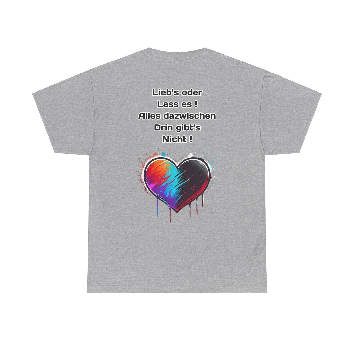 Techno Split Heart Unisex T-Shirt Rückseite - Lieb's oder lass es