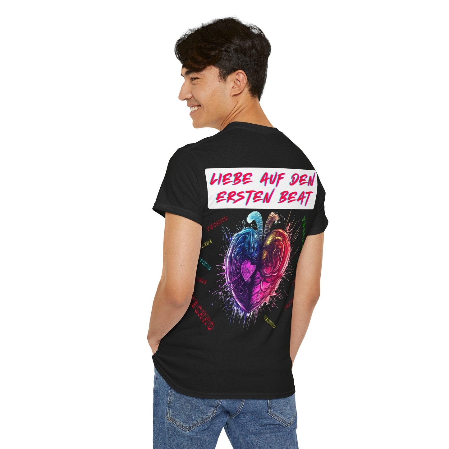 Techno Love Unisex T-Shirt Rückseite - Liebe auf ersten Beat