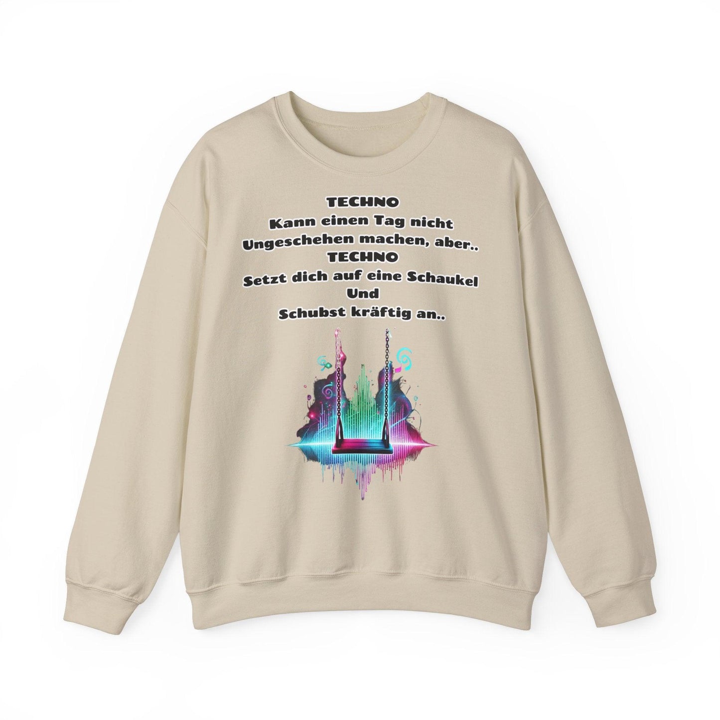 Techno Swing Unisex Sweatshirt - Schaukel mit Lichtern und Frequenzlinien Design