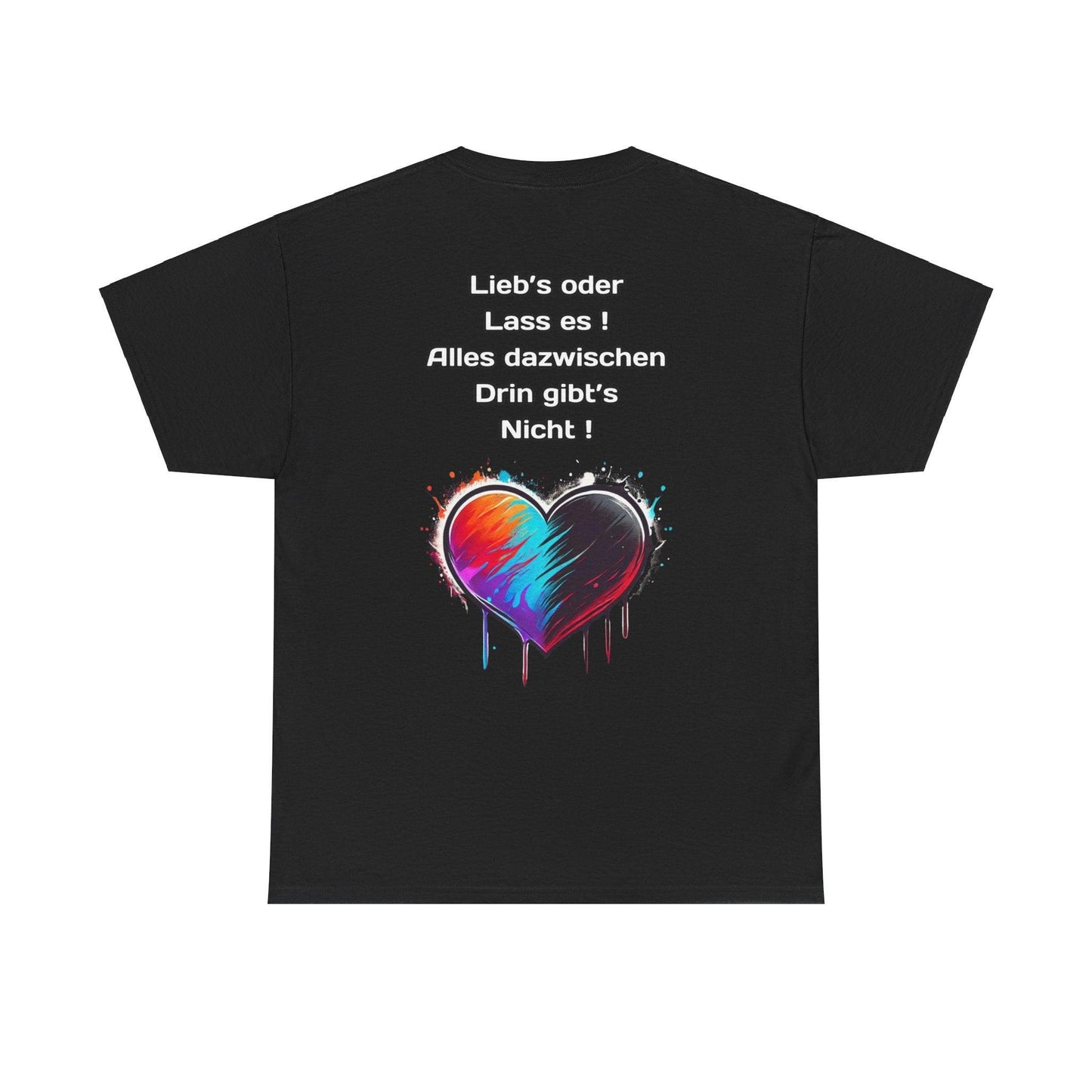 Techno Split Heart Unisex T-Shirt Rückseite - Lieb's oder lass es