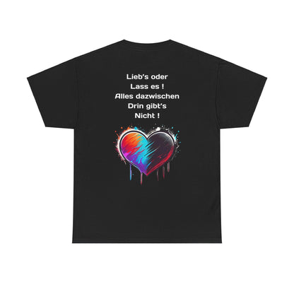 Techno Split Heart Unisex T-Shirt Rückseite - Lieb's oder lass es