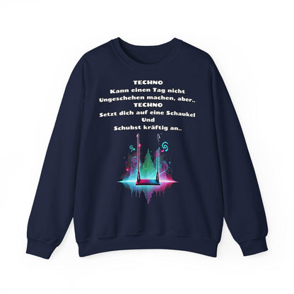Techno Swing Unisex Sweatshirt - Schaukel mit Lichtern und Frequenzlinien Design